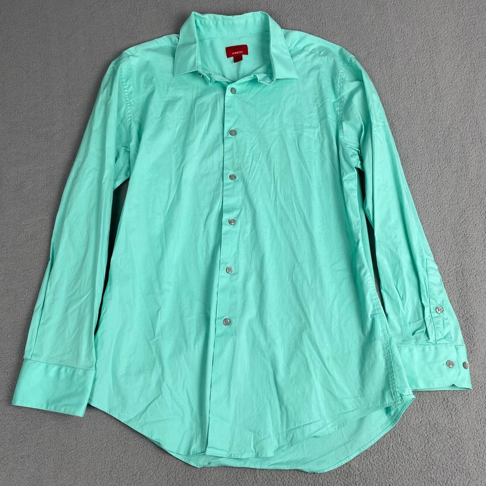 Alfani T-Shirt Slim Fit  Mens‎ size M  green  Buttons,Long Sleeve